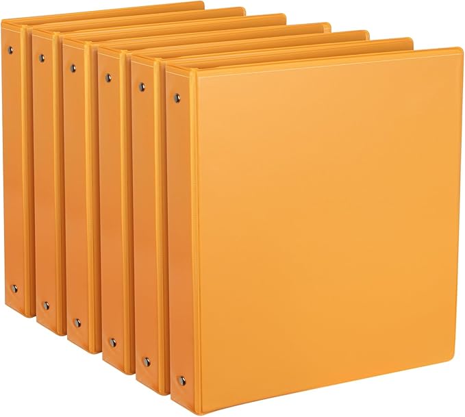 CIXILDTS 6-Pack 1-Inch Binder, Standard 3 Ring Binder Fit Letter Size Paper, Presentation View Binders, Orange