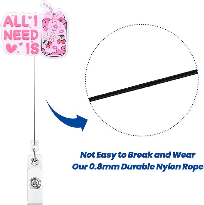 Pink Bow Soda Funny Nurse Badge Reel, Cute Coquette Soda Pop Retractable ID Card Badge Holder, Name Tag Badge Buddy for RN CNA LPN Nurse Nursing Student Doctor Social Workers, Nurses Gifts
