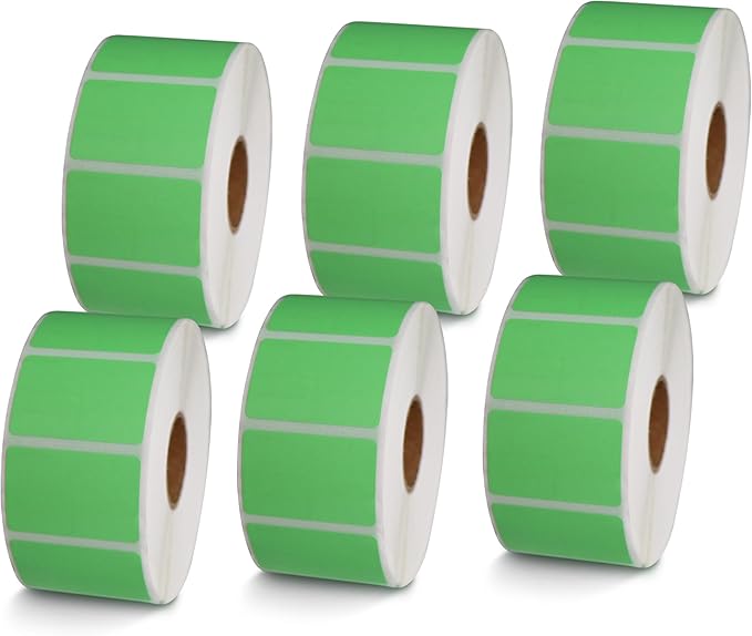 BETCKEY - 1.5" x 1" All Purpose & Address Labels Compatible with Zebra & Rollo Label Printer,Premium Adhesive & Perforated[Green, 6 Rolls, 7800 Labels]