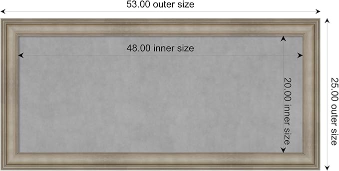 Amanti Art Silver Framed Magnetic Board 25x53 Oversize Vision Board for use with Magnets, 100% Metal Sheet to Display Items as Office Decor or for Home Organization in mudroom, Kitchen or Kids Room