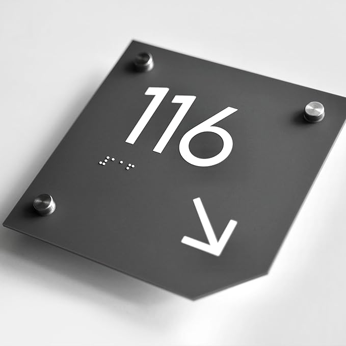 Bsign Office Door Numbers - Acrylic Room Signs - Gray Door Plates