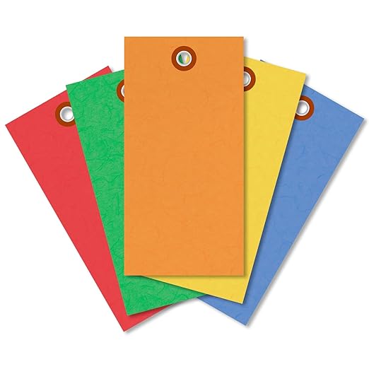 SmartSign (Pack of 1000) 4.75 x 2.375 inch Multi Colored Blank Tyvek Shipping Tags with Metal Eyelets, Size #5, 8 mil Thick Tyvek