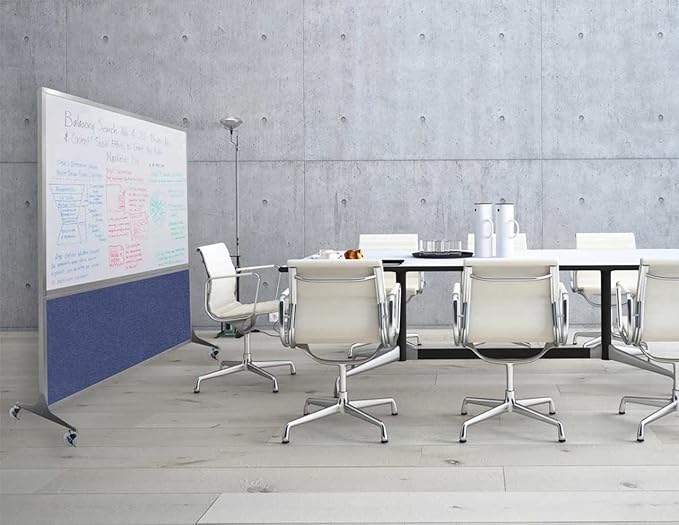 DivideWrite Mobile Whiteboard | Double Sided Dry Erase Board | Portable Office Cubicle Partition | Display for Classrooms, Conference Rooms, Meeting Areas and More | Blue Spruce 6' Wide x 6' Tall