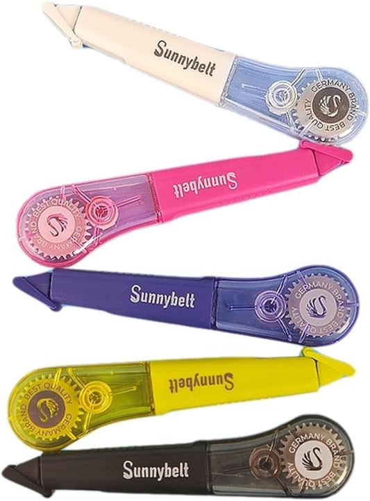 WISOPTUS 19.69ft Correction Tape Pen, 5-Count Pack, Dry Instantly, Stretch Resistant, not Easy to Break, as Smooth as Writing, Perfect for School, Office Supplies, Black White Red Yellow Blue