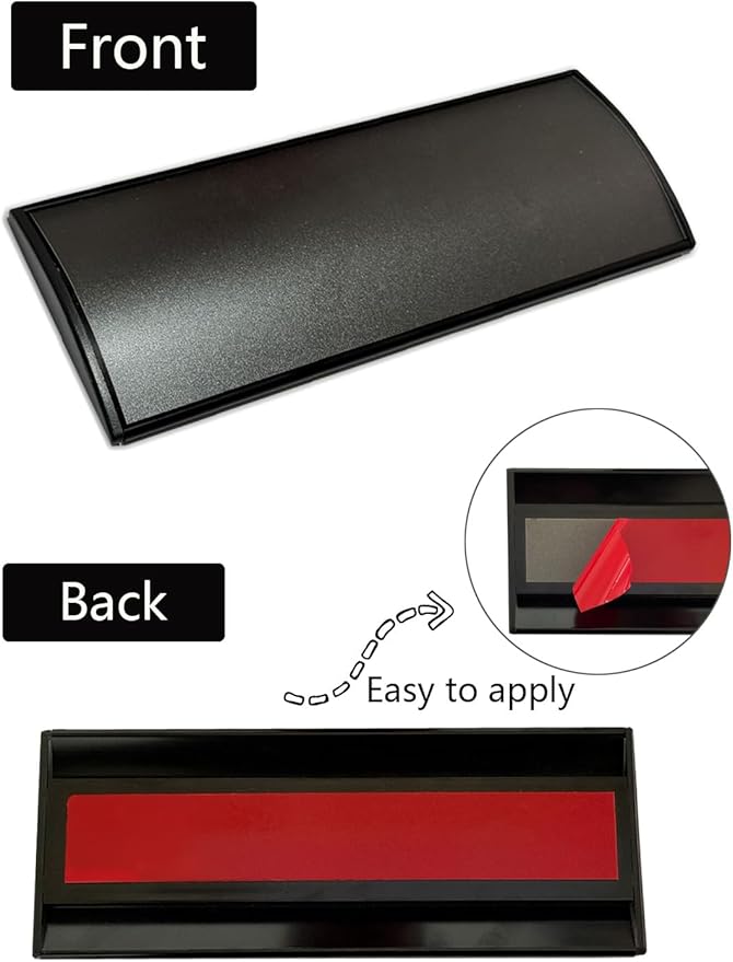 Set of 2 Curved Name Plate Holder for Doors 8" x 3" Wall Mount Office Business Door Sign Holder Aluminum Sign Frame with Adhesive Tape Plastic Film for Office Business Display(Black)