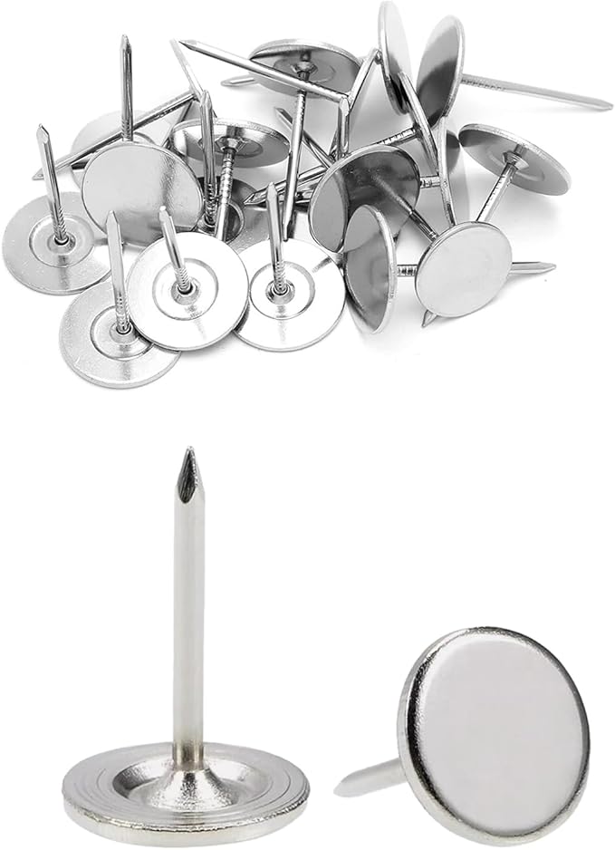 Silver Heavy Duty Thumb Tacks, Extra Long Push Pins for Upholstery, Carpets, and Wood Surfaces, 100Pcs