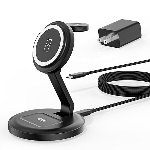 Charging Station for Apple Magsafe Wireless Charger iPhone Charging Station,15W 3 in 1 Foldable Apple Magnetic Wireless Charger for iPhone 17 Pro Max/16 Plus/16 ProMax/15/14/13,Apple Watch,AirPods Pro