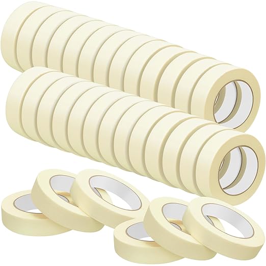 Fainne Masking Tape Bulk General Purpose Masking Painting Tape 55 Yards for Painting Home Office School Stationery Arts Crafts Basic Use, Easy Removal(45 Rolls,1 Inch)