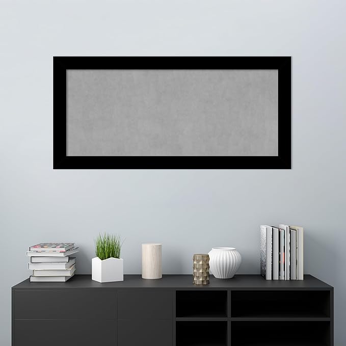 Amanti Art Black Framed Magnetic Board 25x53 Oversize Vision Board for use with Magnets, 100% Metal Sheet to Display Items as Office Decor or for Home Organization in mudroom, Kitchen or Kids Room