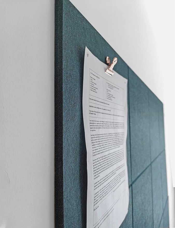 DECORITA Dark Green Bulletin Board | Large Cork Boards Alternative for Walls | Felt Cork Board for Office, Home & Classroom | Green Office Classroom Supplies | Felt Wall Tiles (12-Pack) | Emerald