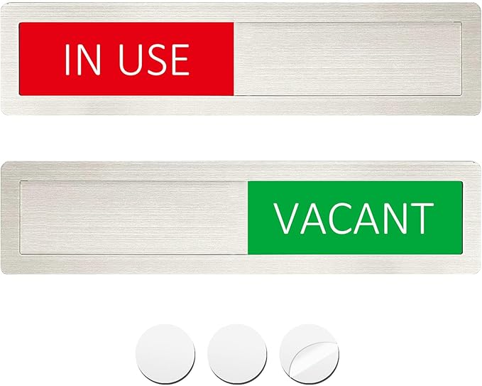 Vacant/In Use Privacy Sign for Home Office Restroom Conference Hotels Hospital - Occupied Door Indicator Slider Tells Whether Room Is in Use - 7'' x 1.5'' Stainless Steel