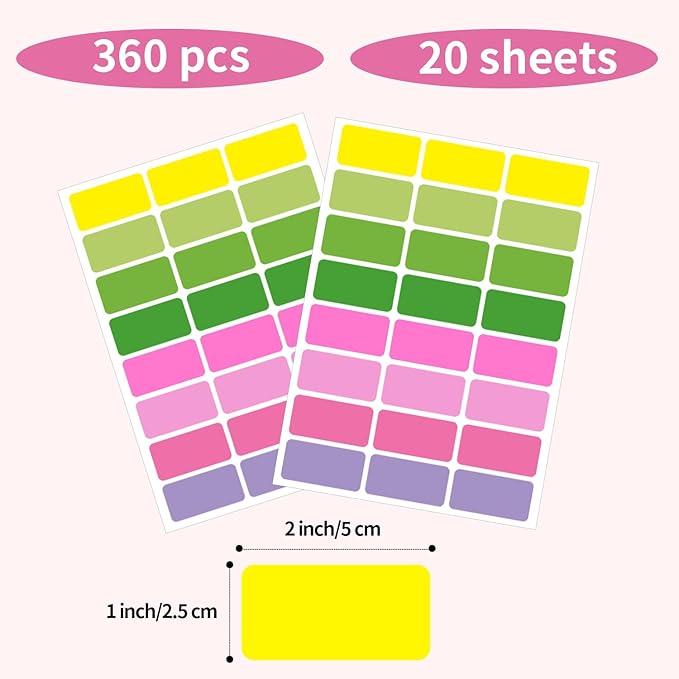 STARLIBOO Removable Freezer Labels, 1x2 Inch Color Coding Removable Labels Easily to Peel of, Freezer Labels to Write on/Waterproof (360PCS, 8 Colors)
