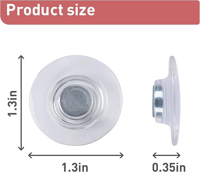 TOWON Rare Earth Magnets Large, Strong Magnets for Glass Whiteboard and Dry Erase Board, 36 Pieces Round Clear