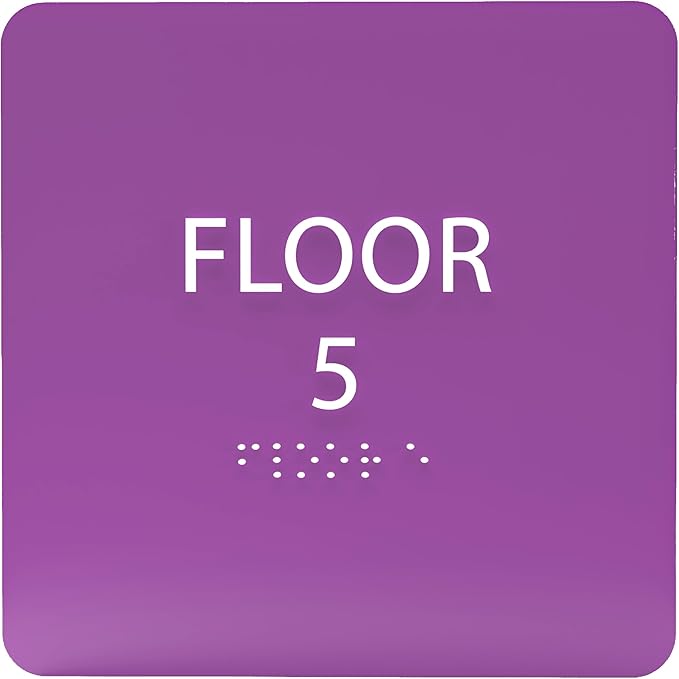 ADA CENTRAL SIGNS - 6" X6" Floor 5 Sign - ADA Compliant Tactile Graphics Grade 2 Braille Text Acrylic Wall Signs - Directional Assistance, Floor Number Safety Sign for Office, school Hospital, Apartment
