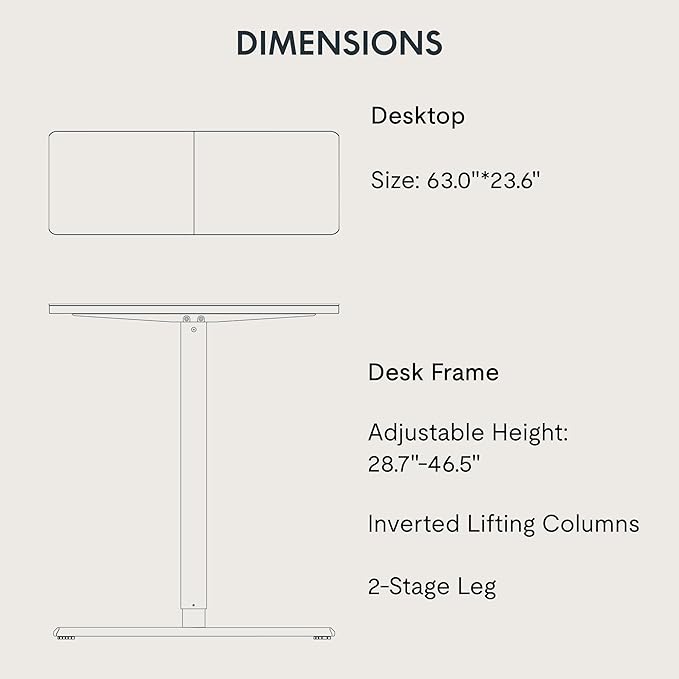 FitStand Adjustable Standing Desk, 63x24 Inches Home Office Desk with Memory Preset Computer Workstation Maple Top + White Frame