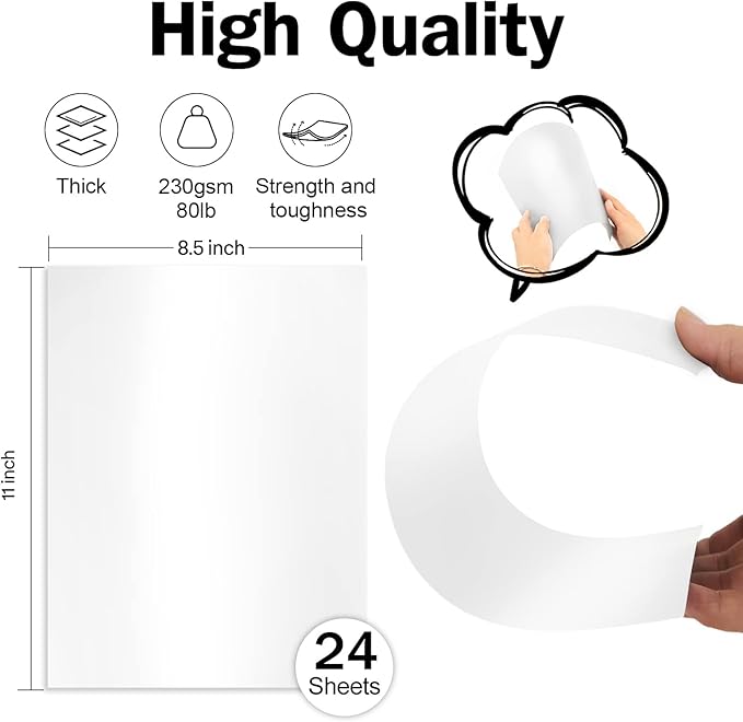 24 Sheets White Shimmer Cardstock 8.5 x 11 Metallic Paper, Goefun 80lb Card Stock Printer Paper for Invitations, Certificates, Crafts, DIY Cards