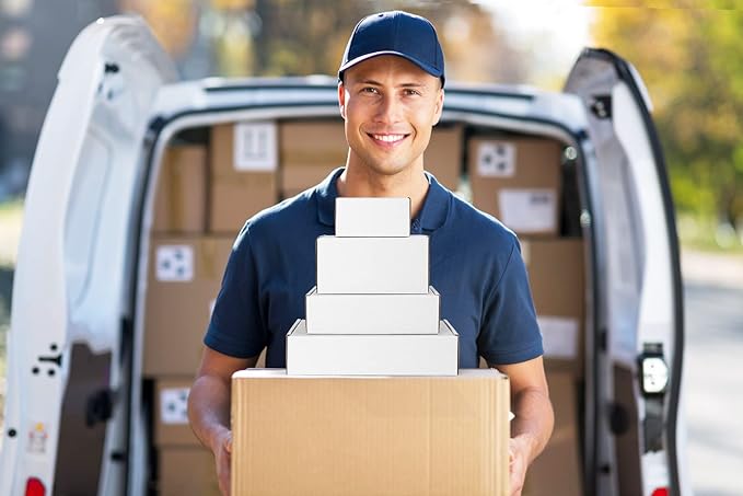 Eupako 9x6x2 Shipping Boxes Small Corrugated Cardboard Box - 25 Pack White Mailing Boxes for Packaging Small Business, Mailer Box