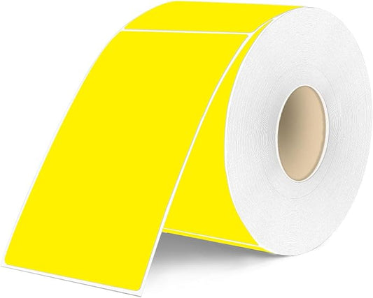 3×5 Inch Yellow Removable Thermal Labels,Waterproof Thermal Label,240 Sheets per Roll with Perforated Lines