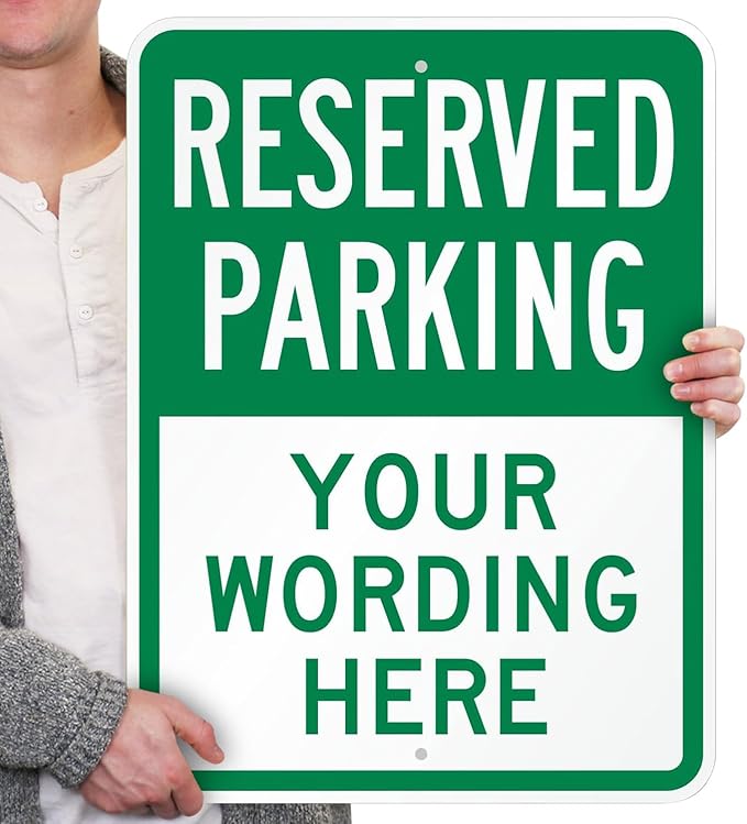 SmartSign 24 x 18 inch Custom “Reserved Parking” Metal Sign - Add Text, 80 mil Laminated Rustproof Aluminum, Green and White, Made in USA