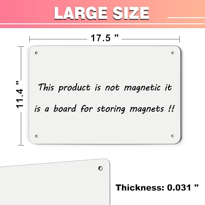 4 Pack White Magnetic Board,17.5" x 11.4" Magnet Bulletin Board to Display Magnetic Notes, Poetry, Photos, Suitable for Wall, Refrigerator, Cabinet etc, Come with 16 Plastic Anchor Bolts and Screws