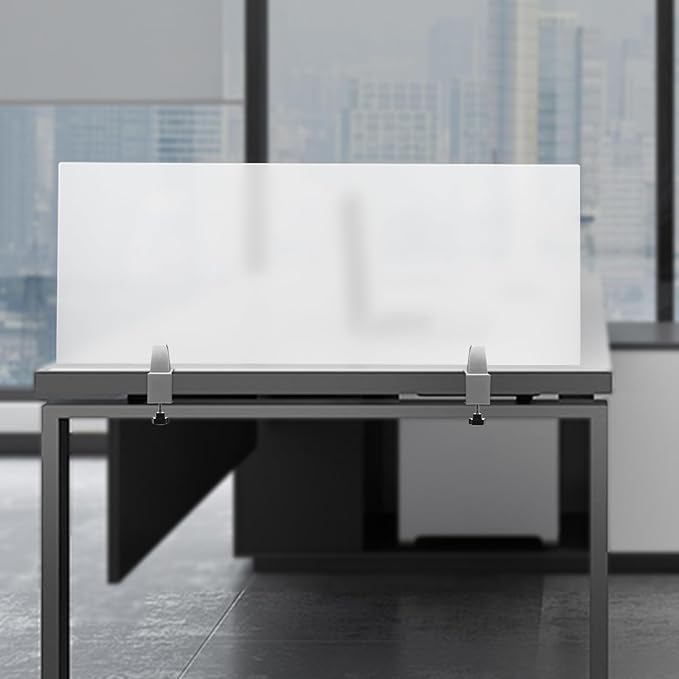 Desk Divider for Students and Desk Privacy Panel, Frosted Acrylic Plexiglass Shield with Clamps for Offices Schools Call Centers, Ideal Cubicle Light Shield - 47”L X18”W