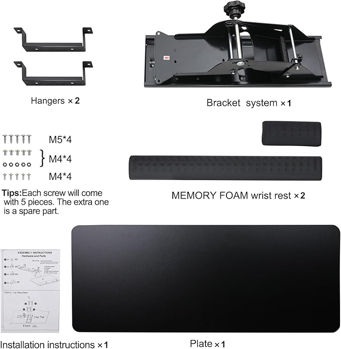 Cartmay Keyboard Tray Under Desk,25x9.84'' Large Slide Out Swivel Tilt Computer Keyboard Drawer for Home Gaming Office Desk, Dual Mount,Black
