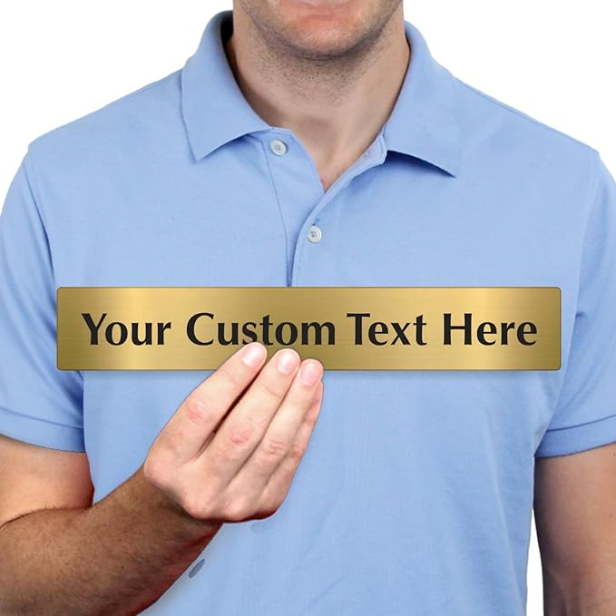SmartSign Custom Brass Sign - 2" x 12", 40 mil REAL Bugle Brass Metal, Personalized Name Door Sign, Heavy-Duty Premium Engraved Door/Wall Mount Plaque for Business/Office, Gold and Black