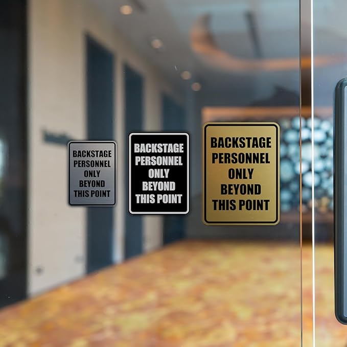 Portrait Round Backstage Personnel Only Beyond This Point Door or Wall Sign Easy Installation | Music | Concert | Festivals Sign (Blue) - Large (10 Pack)
