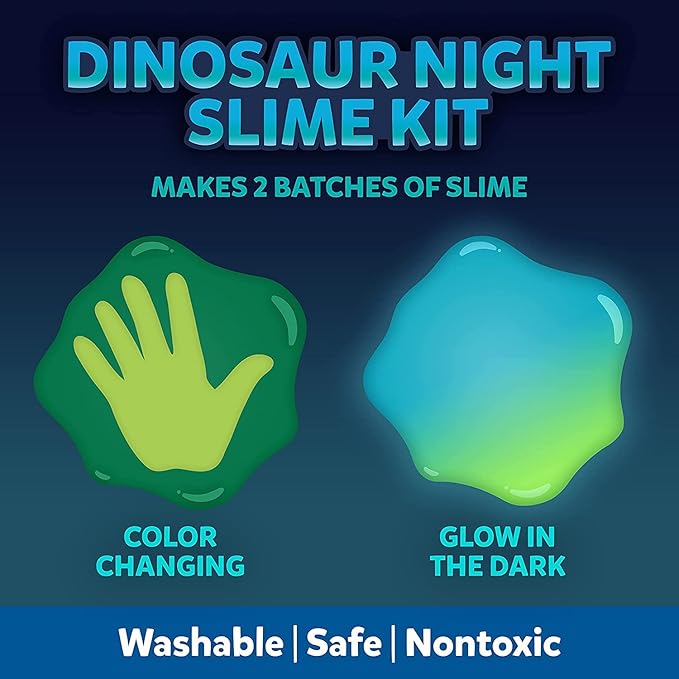 Elmer’s Glue Slime Kit Dinosaur Night Makes Color Changing and Glow in the Dark Slime Includes Liquid Glue and Activator 4 Count