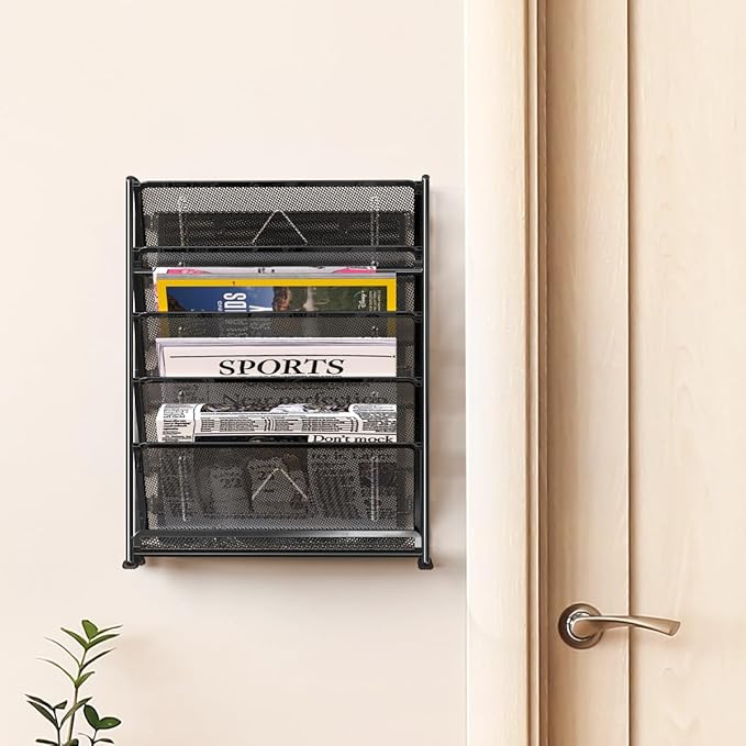 Simple Houseware 6-Tier Wall Mount Document Letter Tray Organizer, Black