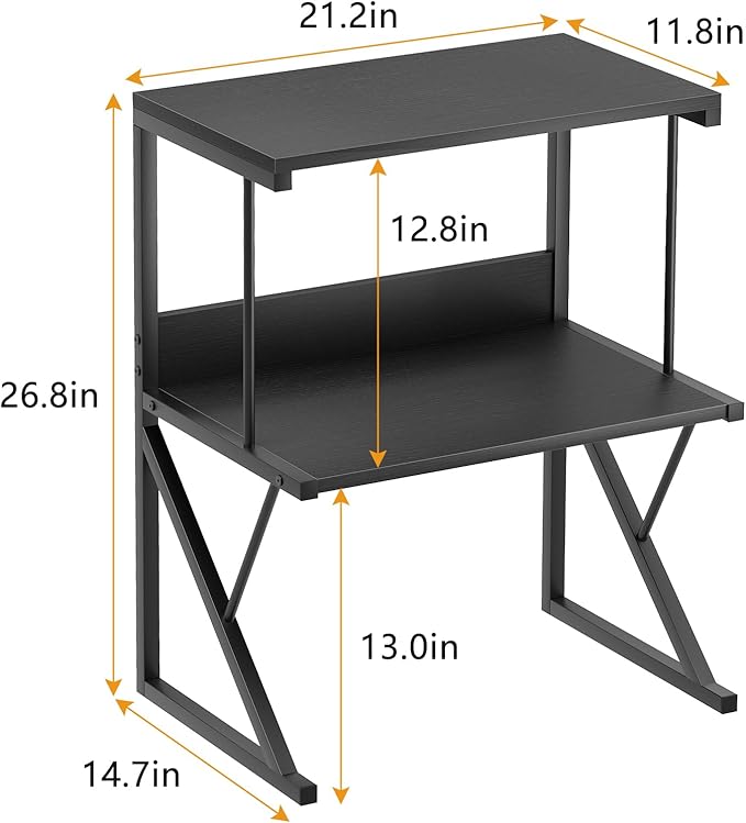 aboxoo Printer Stand for Desk, Desktop Printer Shelf Large 3-Tier Multi-Purpose Office Organization Shelves for Home Office, Black