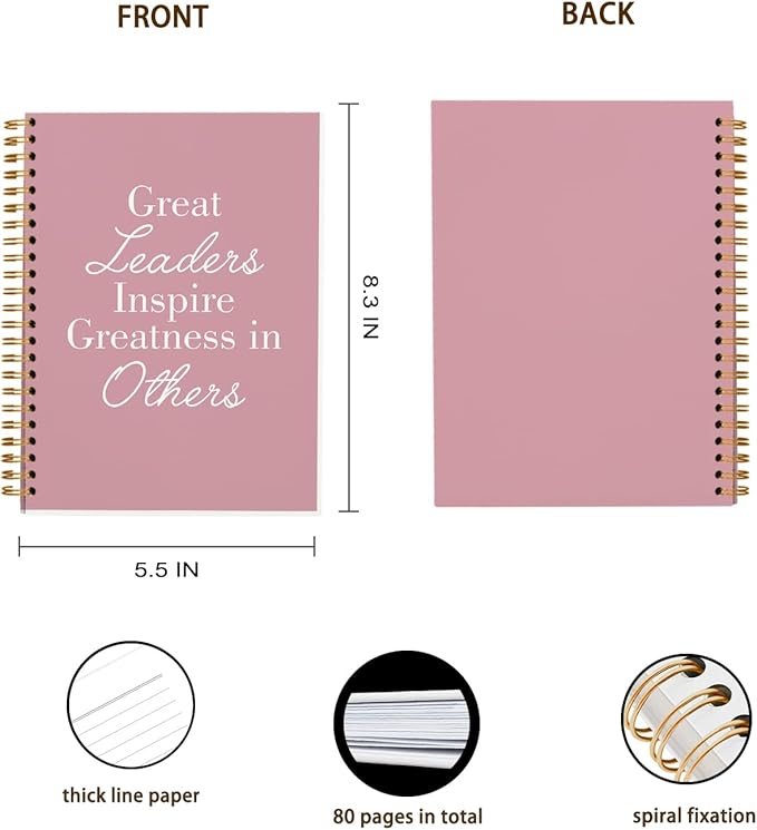 OXW Pink Meeting Notebooks for Work, Leadership Gifts Office Work Notebook Journal for Writing Note Taking, Thank You Gifts for Women Men Leader Boss Mentor Principal Manager, 5.5"x8.3"