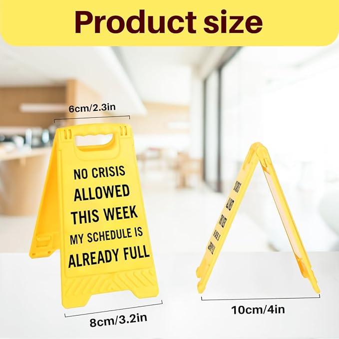 Funny Office Desk Accessories,(No Crisis Allowed This Week)Office Cubicle Decor,Desk Decor,Phone Holder Mirror Acrylic Table Signs， Team Gag Gifts for Coworker Employee Boss Lady Leader Director HR