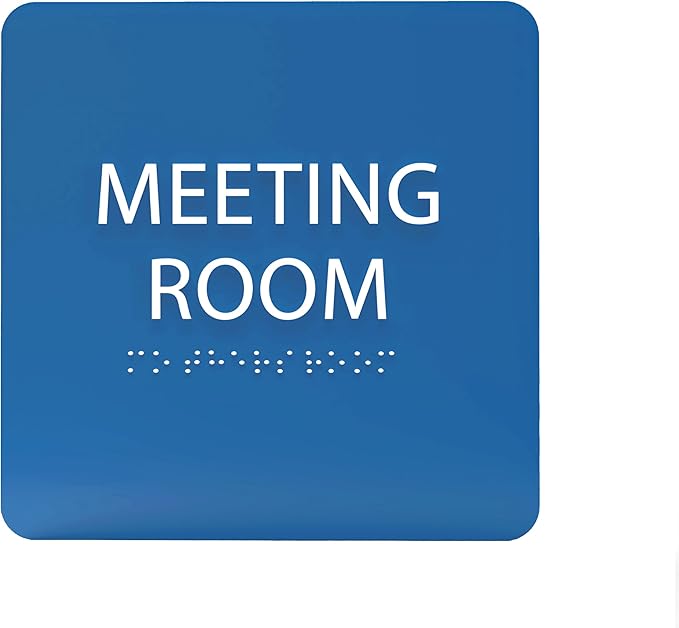 ADA CENTRAL SIGNS - 6" X6" Meeting Room Sign - ADA Compliant Tactile Graphics Grade 2 Braille Text Acrylic Wall Sign - Privacy Interview Room Name Door Sign for Schools Hospitals Offices & Apartments