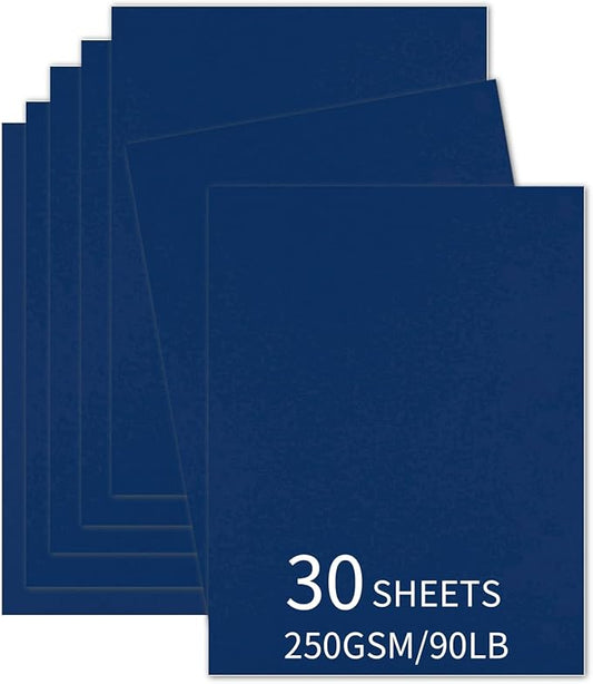 30 Sheets Navy Blue Cardstock 8.5'' x 11'', 250gsm/90lb Heavyweight Cover Cardstock Paper, Thick and Smooth Card Stock Perfect for Invitations, Menus, DIY Cards, Arts and Crafts