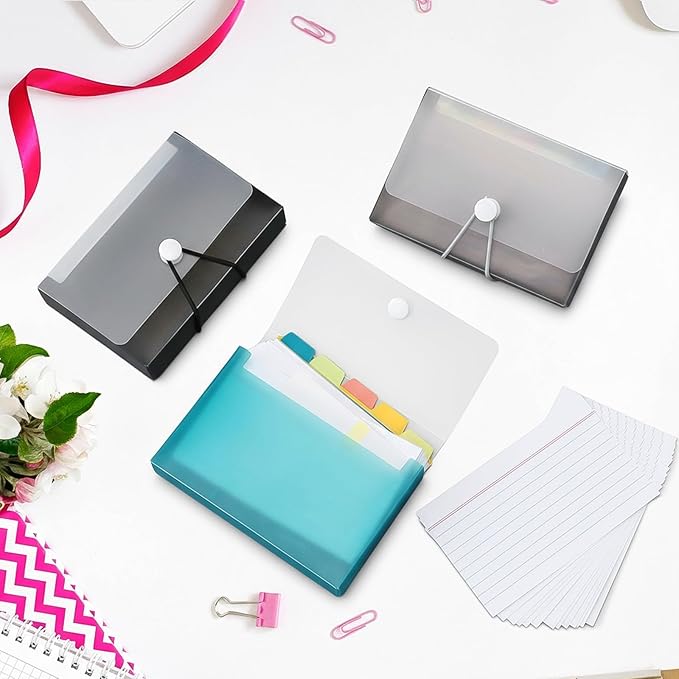 ForraFun 3 Set 3" x 5" Index Card Case Holds 100 Cards Includes Business Card/index Holder and 5 Tab Dividers Comes for Storing Recipe Cards Office School