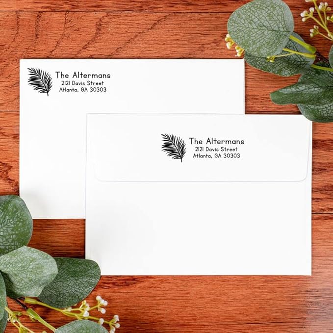 Custom Floral Address Stamp | Choose from 12 Designs | Multiple Ink Color Options | Envelope Return Address Stamp for Couple or Family (Design 10, Extra Large)