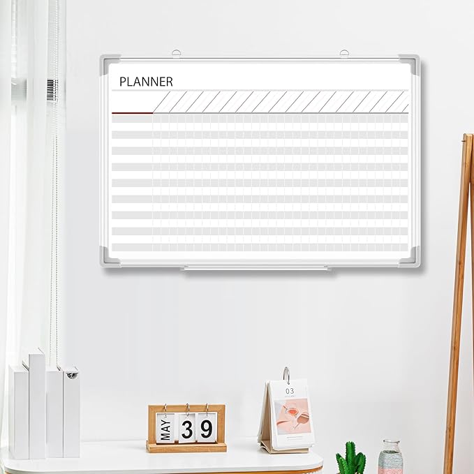 Lincia 36 x24 Make Ready Board Aluminum Frame Dry Erase Board with Lines, Wall-Mounted Whiteboard for Scheduling, to Do Lists & Weekly Planning, Reusable Office Calendar for Home & Work