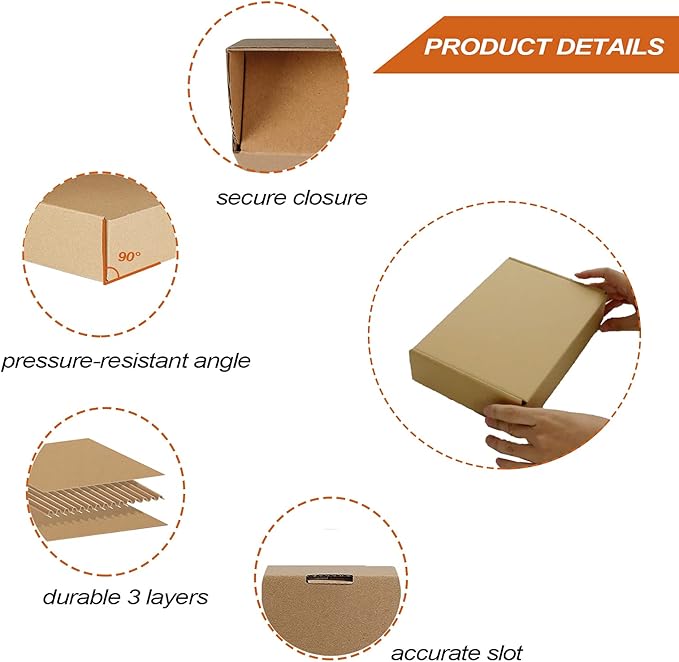 PHAREGE 9x6x2 inch Shipping Boxes Bulk 25 Pack Brown, Tab Lock Tuck Top Mailer Boxes for Packaging Small Business, Small Cardboard Gift Boxes for Wrapping Mailing Present