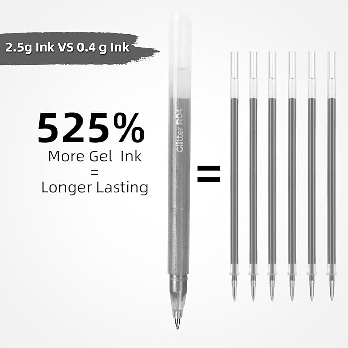CAISEXILE 8 Neutral Palette Glitter Gel Pens Set, 1.0 mm Fine Point for Black Paper & White Paper, Large Capacity Pens for Journaling, Adult Coloring Books, Drawing, Note Taking, Highlighting