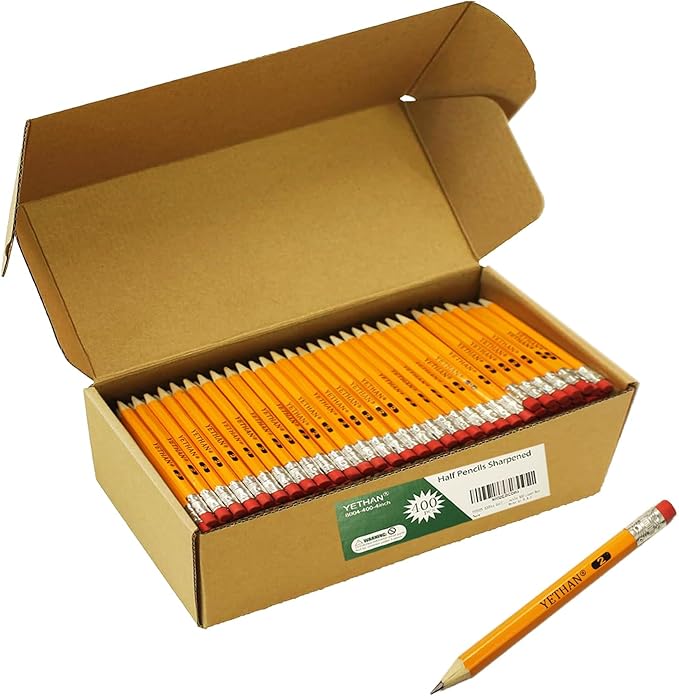 YETHAN 400Pcs Golf Pencils with Eraser Tops, Hexagon Wooden pencils, Pre Sharpened 2# HB Half Golf School Office 4" Mini 400 count/Box