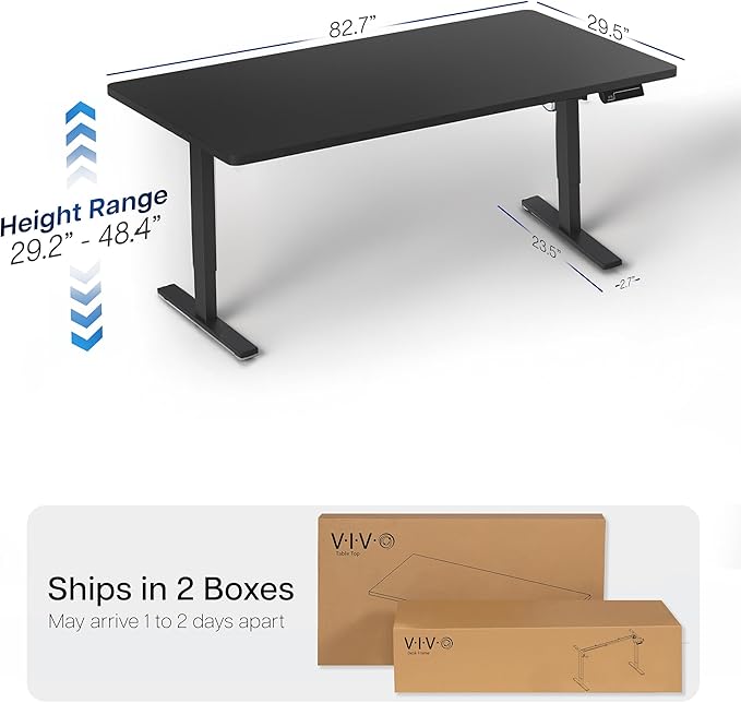 VIVO Large Electric 83 x 30 in Standing Desk, Memory Height Adjustment, 1B Series, Holds 220 lbs, Black Top Black Frame, DESK-KIT-1B8B