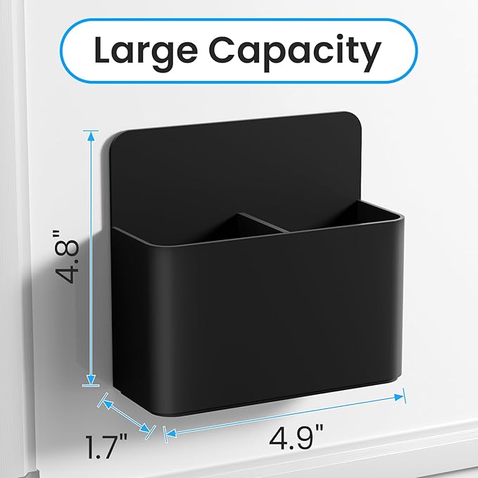 First-zgel 3 Pack Magnetic Dry Erase Marker Holder, Wall Pen Holder for Whiteboard, Magnet School Locker Organizer Accessories, Self Adhesive Pencil Cup, Pen Caddy, Classroom Organization (Black)