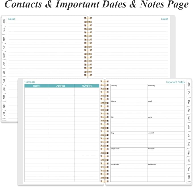 2026 Planner - Planner 2026 from January 2026 to December 2026 with 12 Monthly Tabs, Flexible Cover, Inner Pocket, 8.5" x 11", Beige