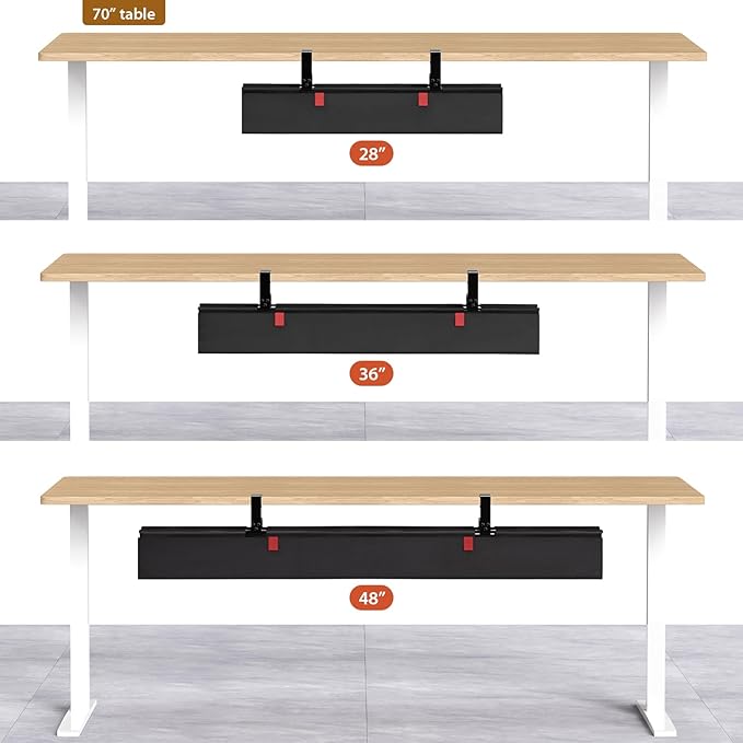 Univivi No Drill Under Desk Cable Management Tray, 48" Cord Organizer for Table, Clamp/Screw Mount Desk Cable Management, Premium Fabric Cable Management Tray for Office, Home (Extra Large)