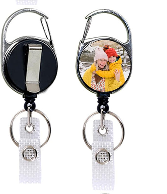 Personalized Retractable ID Badge Holder Clip, Customized Badge Reel with Key Ring Hook for Office Worker, Medical MD RN, Nurse, Doctor, Teacher, Student,1 to 100 Bluk Packs