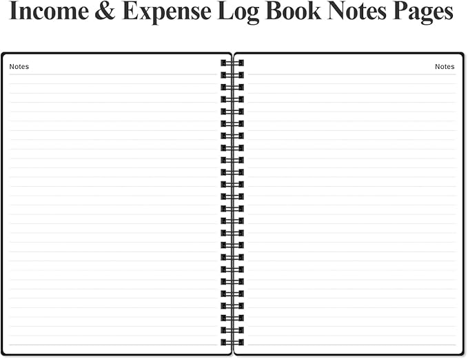Heveboik Income & Expense Log Book - A4 Income and Expense Tracker for Small Business, Accounting Bookkeeping Tracking for Woman and Man, 8" x 10.5", Black