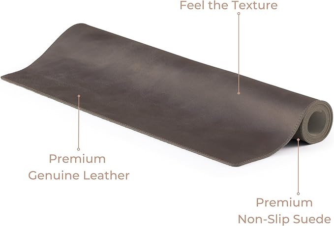 Node Leather Calfskin Leather Desk Pad – Executive Office Desk Mat with Non-Slip Bottom – Smooth Surface for Mouse & Keyboard – Wide Desk Protector 15 3/4" x 38"