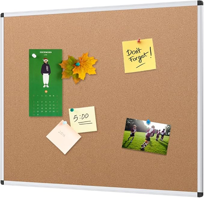 VIZ-PRO Cork Notice Board, 24 X 18 Inches, Silver Aluminium Frame