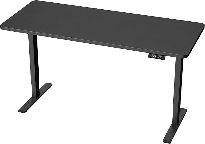 VIVO Electric 60 x 24 in Standing Desk, Memory Height Adjustment, 1B Series, Holds 220 lbs, One-Piece Black Top, Black Frame, DESK-KIT-1B6B